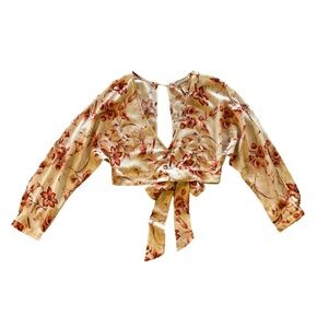 Flying Tomato Floral Long Sleeve Shirt Top Bow Buttons Size M Great Condition!